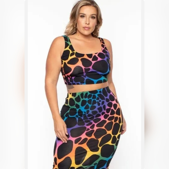 NEW NWOT CurvySense Plus Size Sophie Rainbow Tank & Long Skirt Size 3XL - Picture 2 of 6